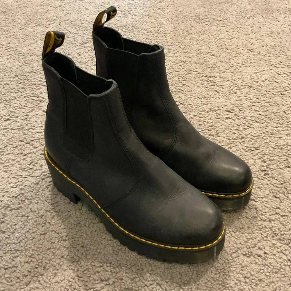 NWOT Dr. Martens Romero Black Leather Moto Combat Boots Shoes Y2K Goth School, 9